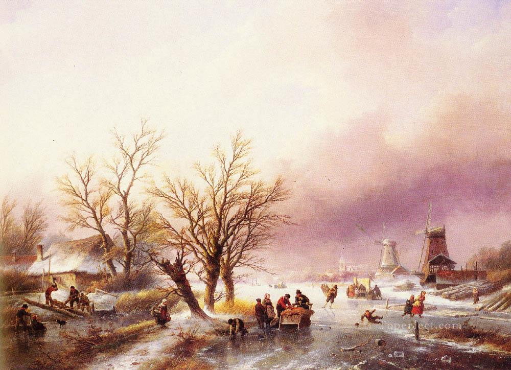 Un paisaje invernal Jan Jacob Coenraad Spohler Pintura al óleo